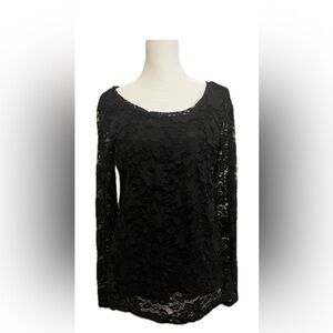 Banana Republic Black Lace Long Sleeve Top. Size Medium